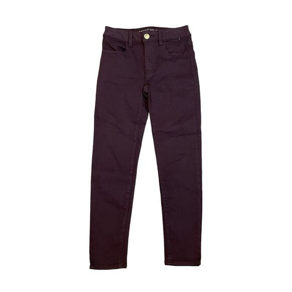 American Eagle Jegging Jeans Purple Color Wash High-Rise Crop Denim 0 - Picture 2 of 9